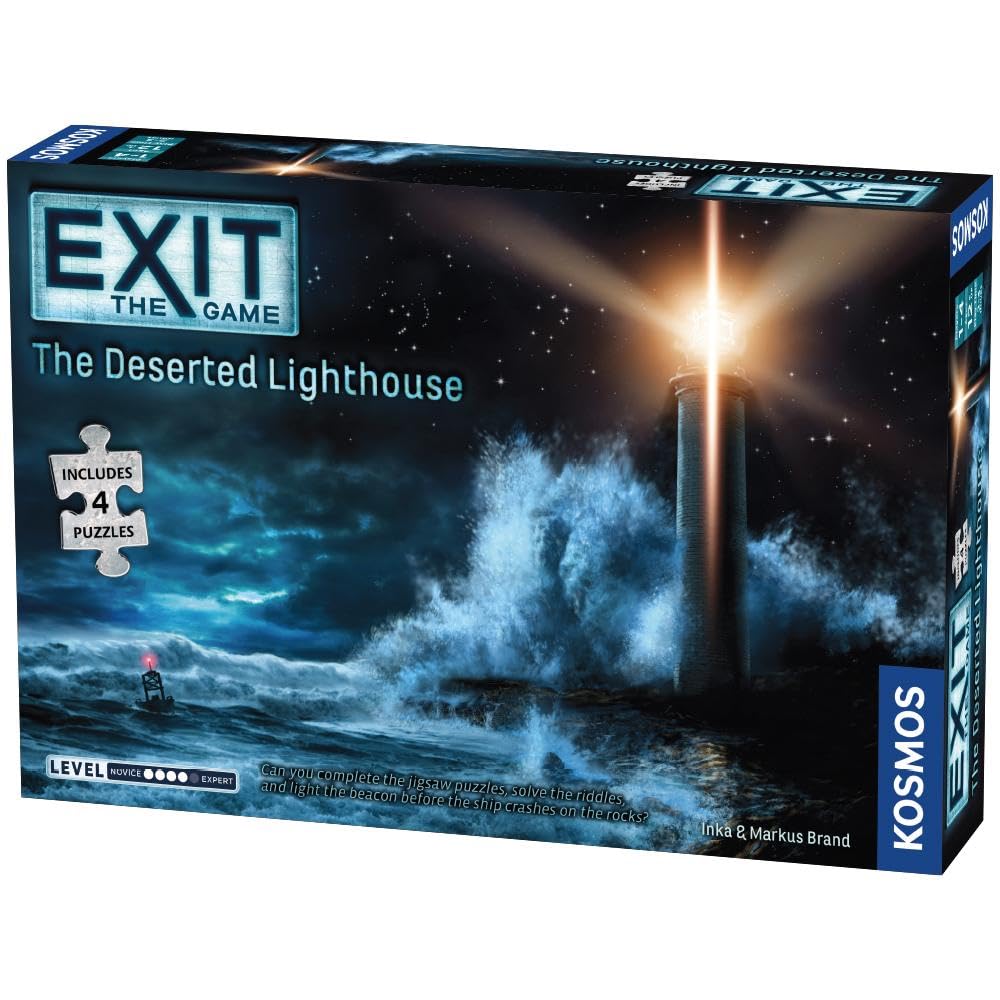 Thames & Kosmos EXIT Deserted Lighthouse box front, a home escape room for 1–4 players.