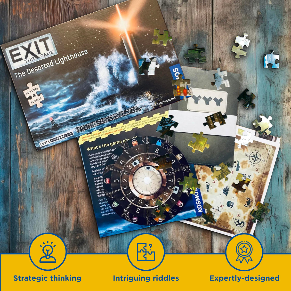 Thames & Kosmos EXIT Deserted Lighthouse jigsaw puzzles evoke suspenseful, brain-teasing challenge.