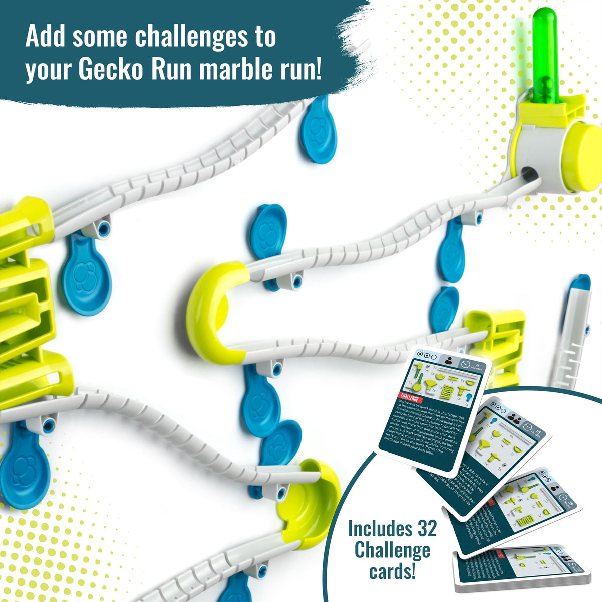Gecko Run Challenge Edition launchers and catcher for fast marble launches