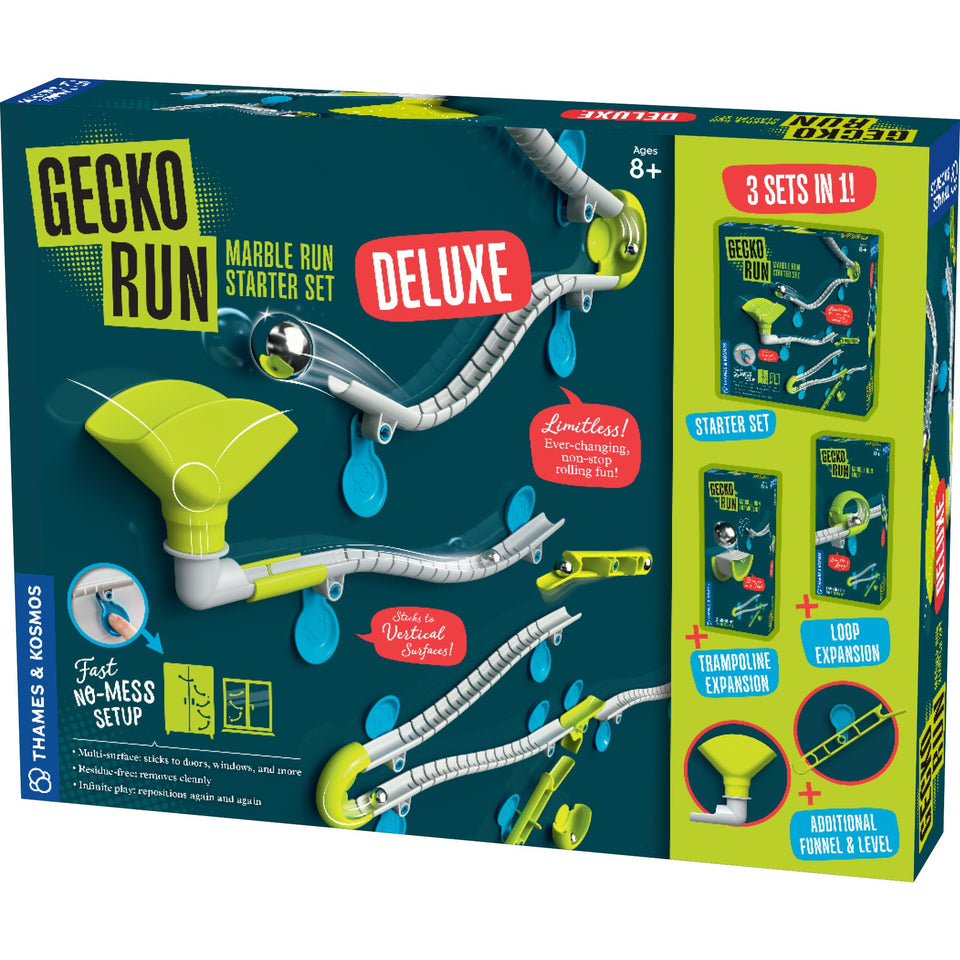 Gecko Run Deluxe Starter Set components laid out for exploration