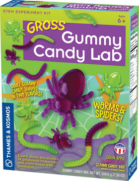 Thames & Kosmos Gross Gummy Candy Lab: worms and spiders in bright edible shapes for science play.