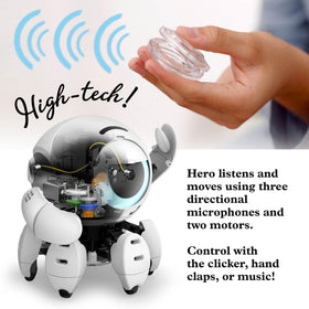 Hero’s movable arms and spherical body showcase compact robot design.