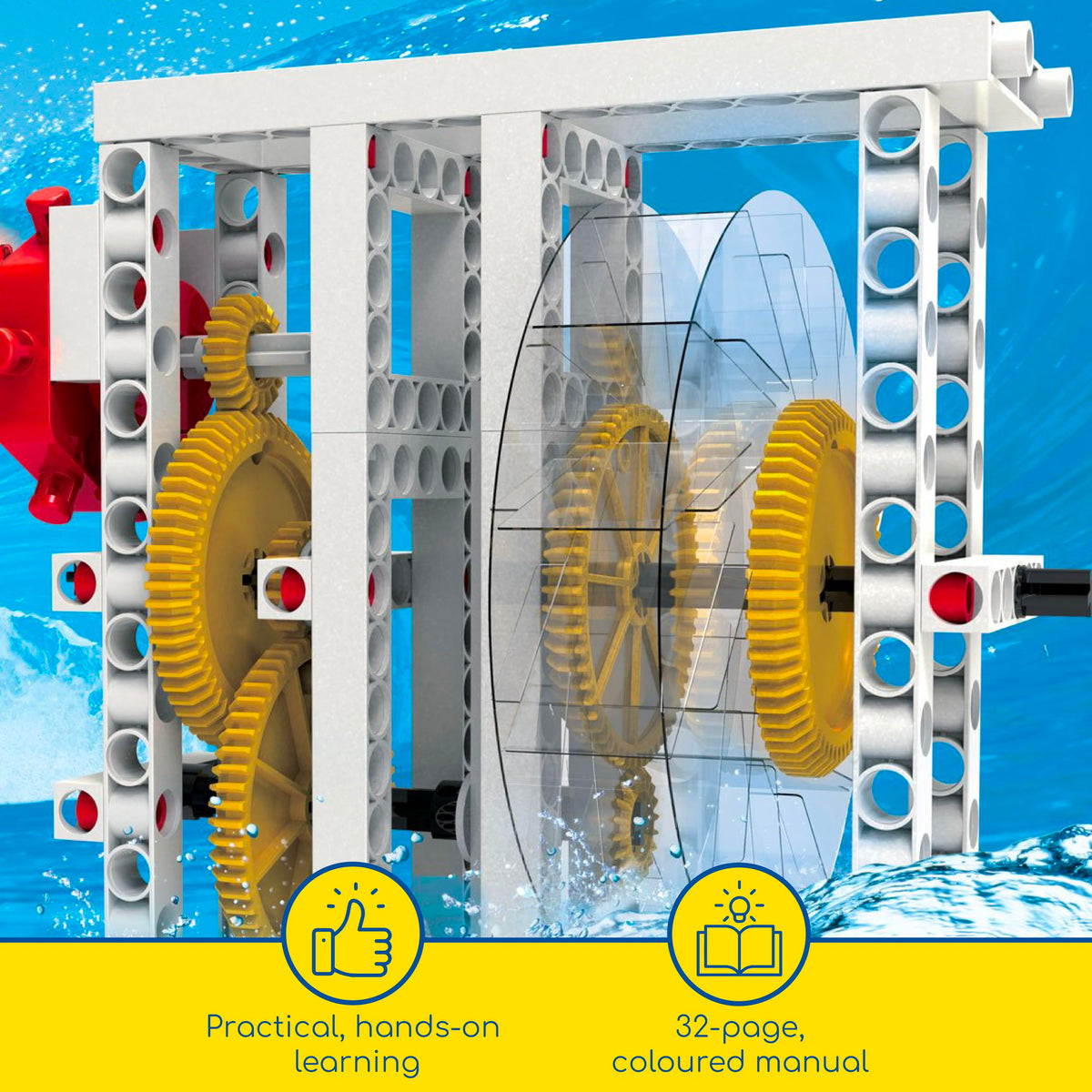 Thames & Kosmos Hydropower water fountain model shows how water pressure creates a jet