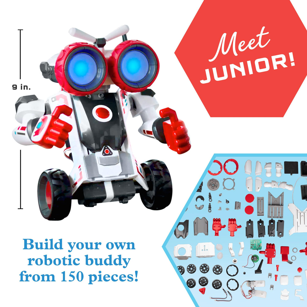 Thames & Kosmos Junior robot built-in buttons enable screen-free control and immediate play.