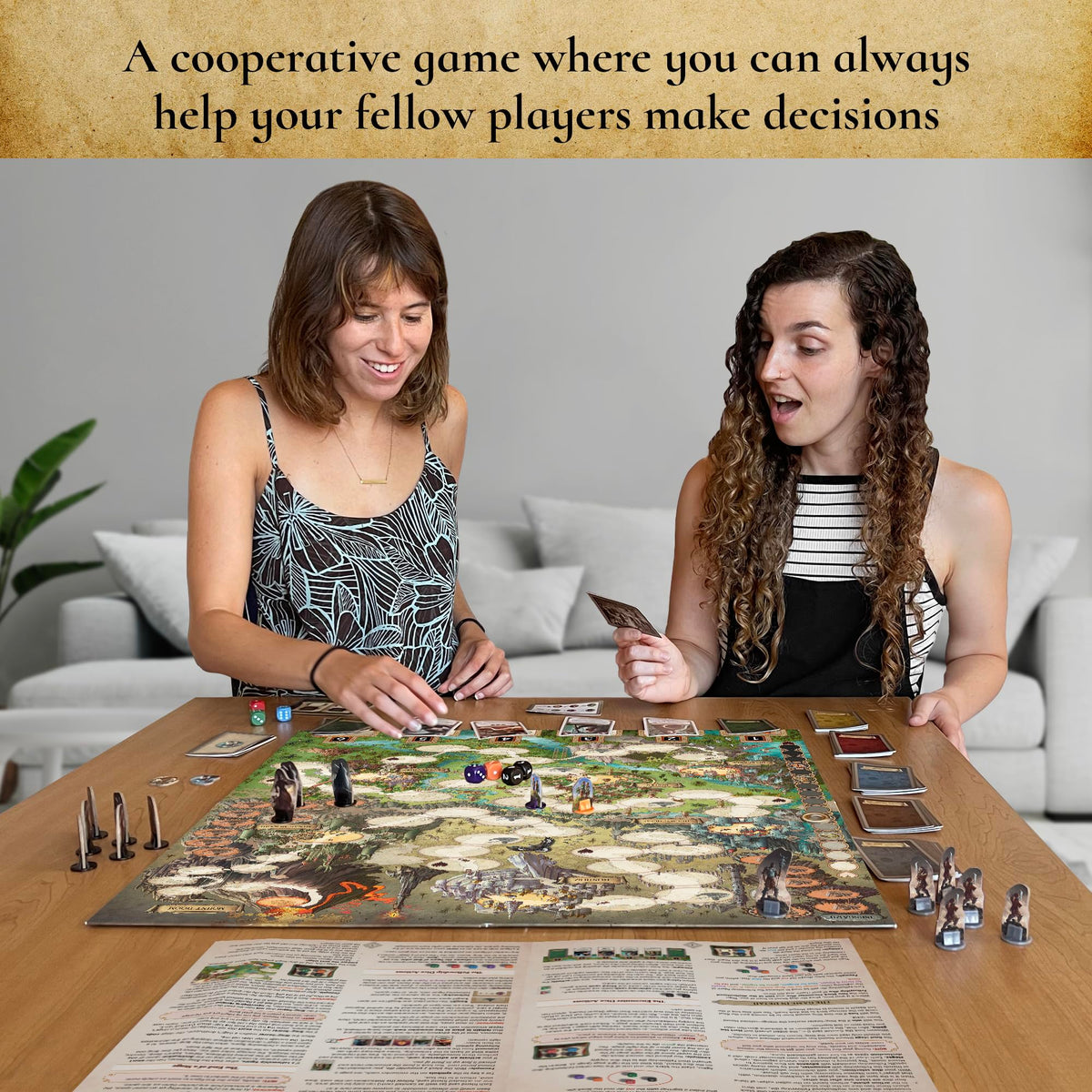 Thames & Kosmos Mount Doom player-pieces illustrate Frodo and allies advancing together.