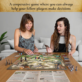 Thames & Kosmos Mount Doom player-pieces illustrate Frodo and allies advancing together.