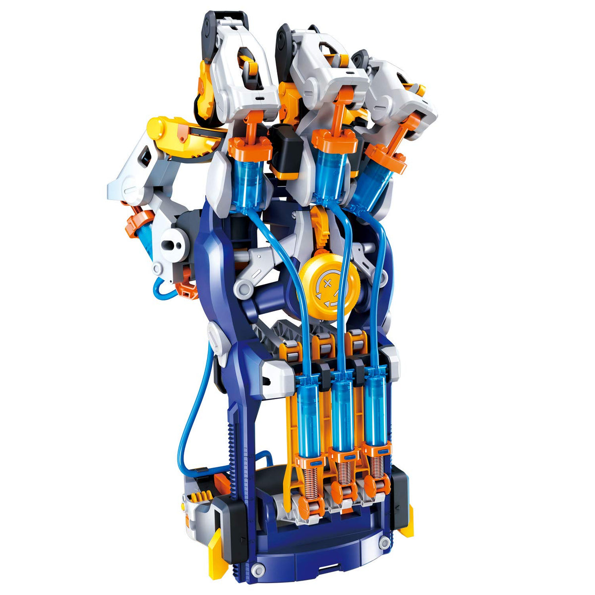 Thames & Kosmos Mega Cyborg Hand adjustable fit demonstrates versatile configurations for different hands.