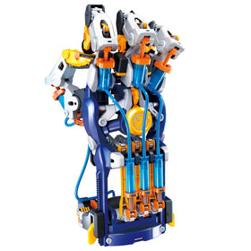 Thames & Kosmos Mega Cyborg Hand adjustable fit demonstrates versatile configurations for different hands.