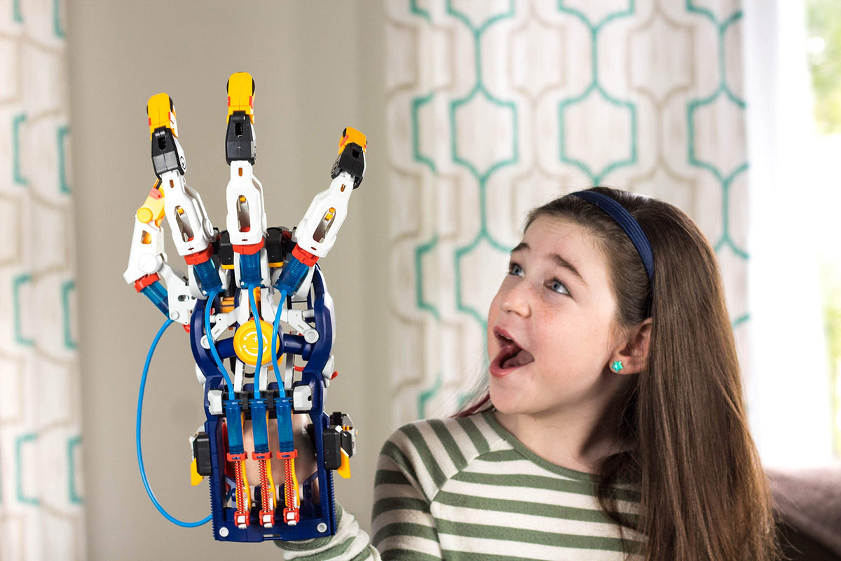 Thames & Kosmos Mega Cyborg Hand assembly guide walks you through building and learning hydraulics.
