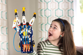 Thames & Kosmos Mega Cyborg Hand assembly guide walks you through building and learning hydraulics.