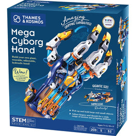 Thames & Kosmos Mega Cyborg Hand worn prototype shows articulated fingers for precise control.