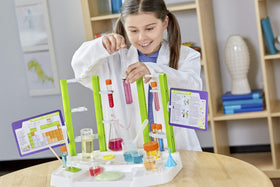 Thames & Kosmos Ooze Labs Station fizzing reactions spark curiosity with bubbly experiments.