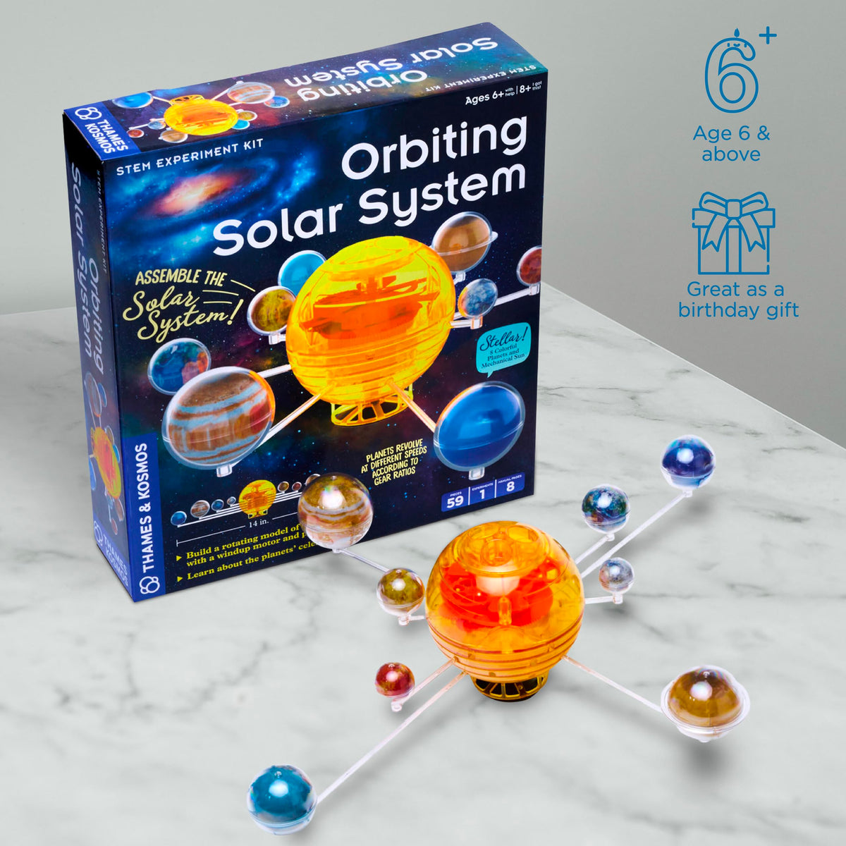 Thames & Kosmos orbiting solar system sun and planets spinning around the sun