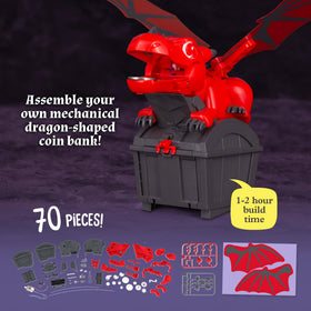 Thames & Kosmos robotic dragon bank in action with coin-activated wings.