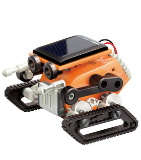 Big-wheel bot rolling smoothly under sun exposure