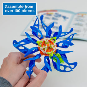Thames & Kosmos SolarFlower Sapphire Swirl spinning petals demonstrate synchronous motion.