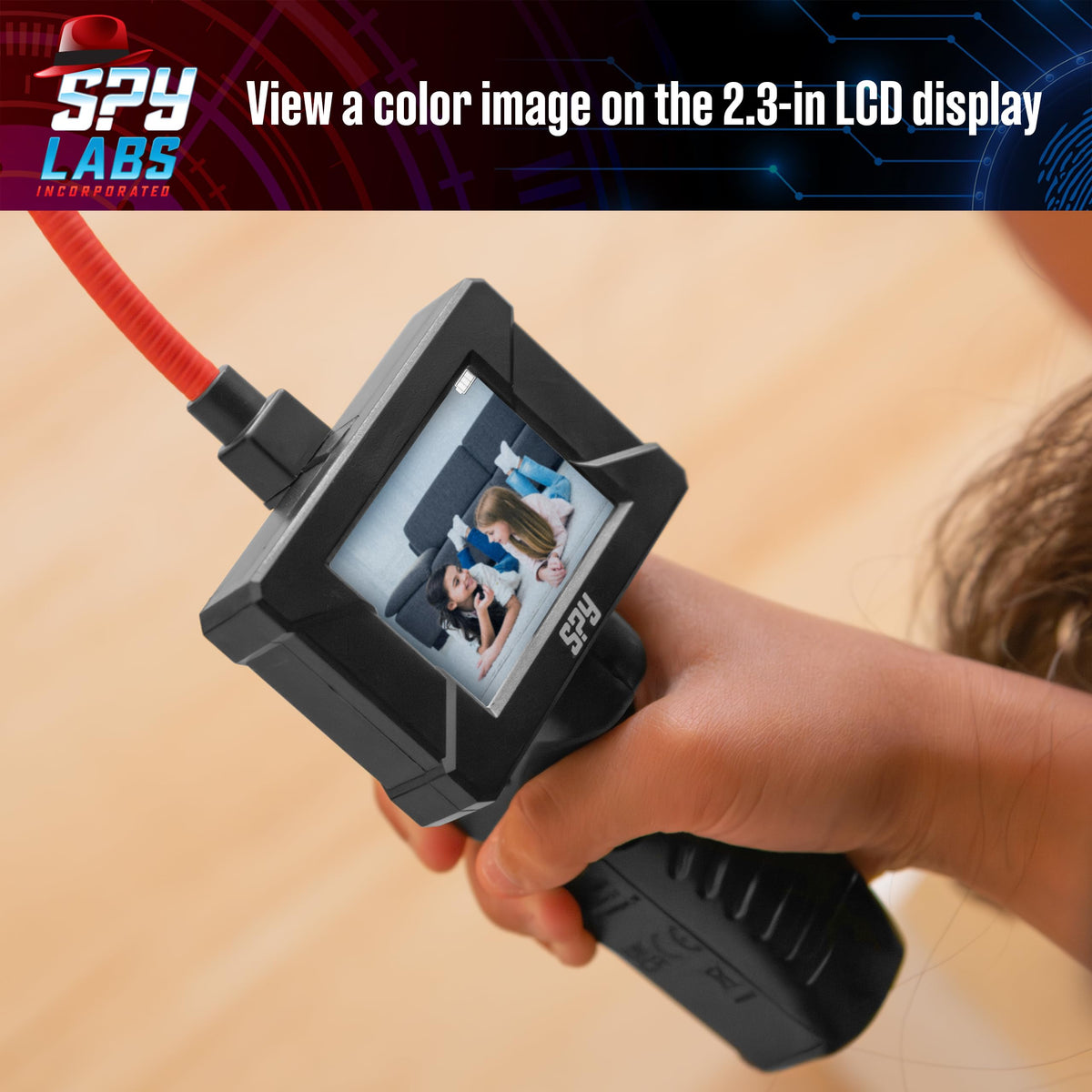 Thames & Kosmos Spy Labs Inc Digital Snake Scope displays live footage on a 2.3-inch LCD screen.
