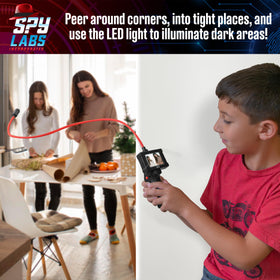 Thames & Kosmos Spy Labs Inc Digital Snake Scope LED tip light brightens dark areas during pretend investigations.