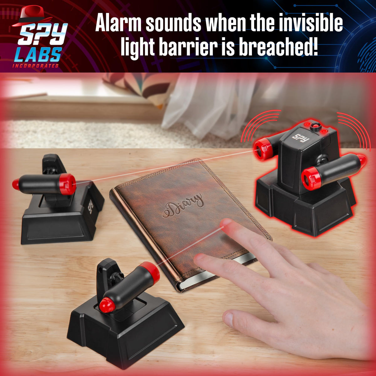 Thames & Kosmos Spy Labs Inc mist visibility to reveal beams during spy games.