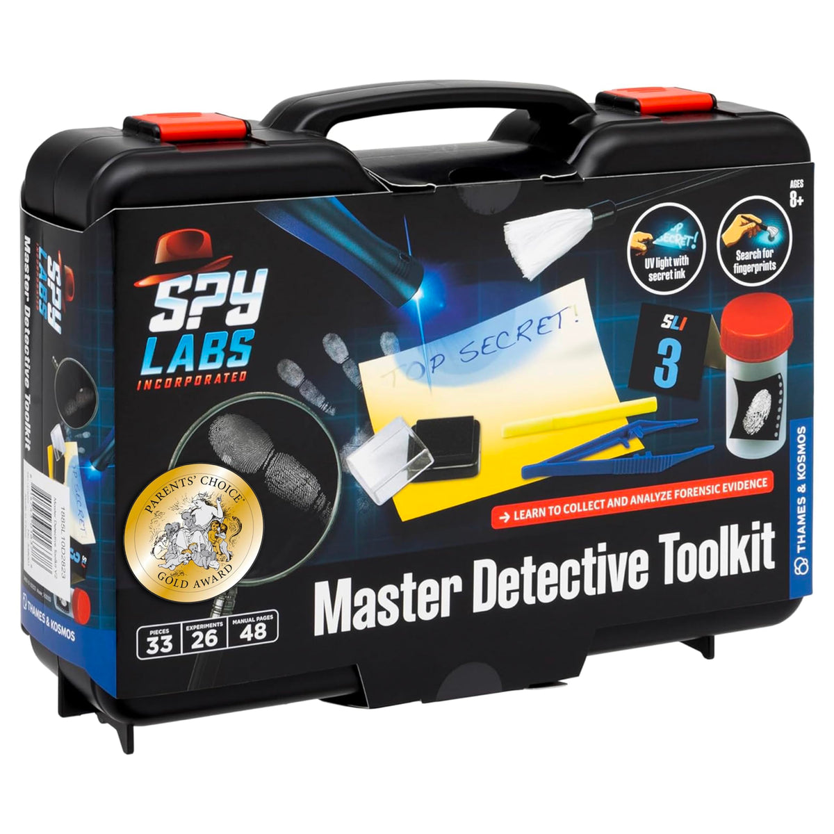 Thames & Kosmos Spy Labs Master Detective Toolkit V2 packaging introduces aspiring investigators to tools