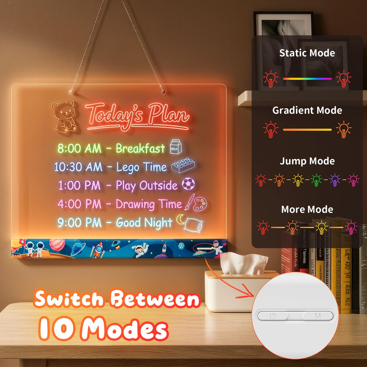 LumiBoard demonstrates ten lighting modes for creative effects.