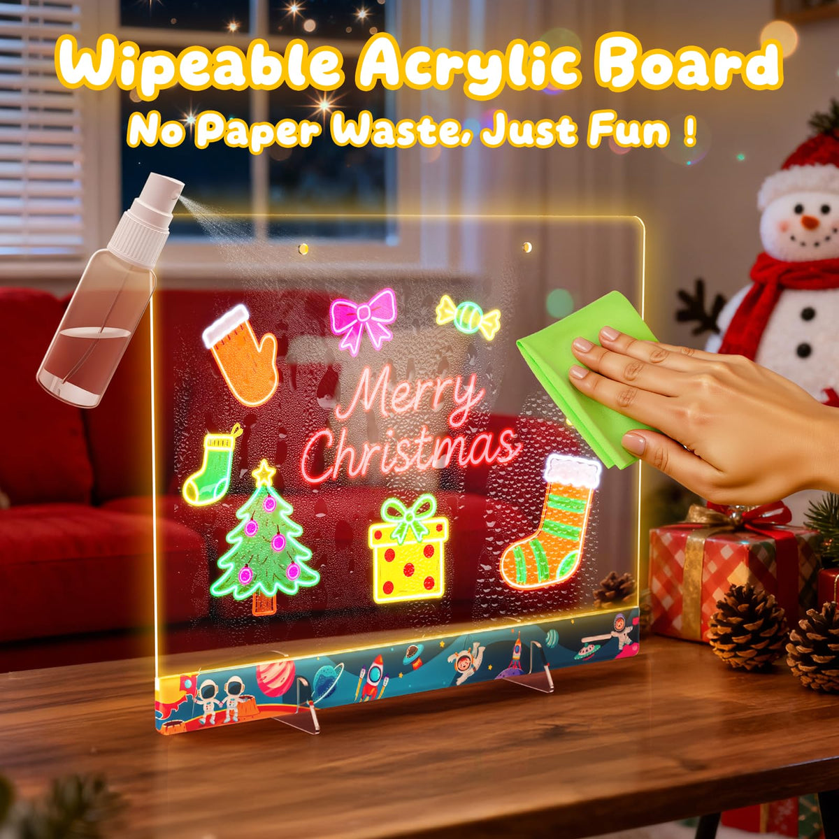 Kids using LumiBoard for drawing, handwriting practice, and learning.