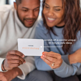 The Adventure Challenge Mini Dates scratch-off reveal highlighting spontaneous date ideas for busy evenings.