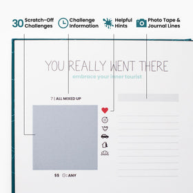 The Adventure Challenge Travel Edition photo journal pages capture memories on the go