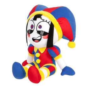 Pomni plush on shelf ready for display by fans.