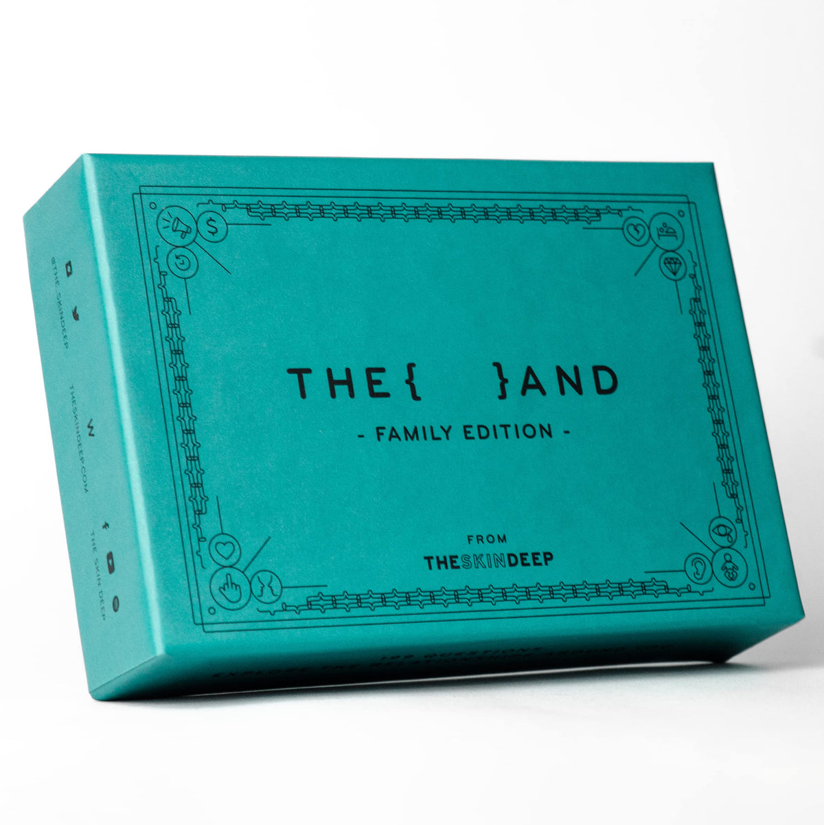 The And Family Edition card deck on table sparks warm dinner conversations.