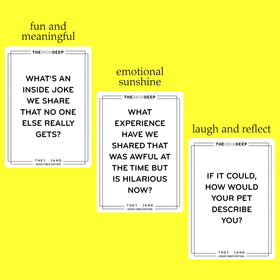 THE AND Good Vibes Edition close-up of cards with playful prompts.