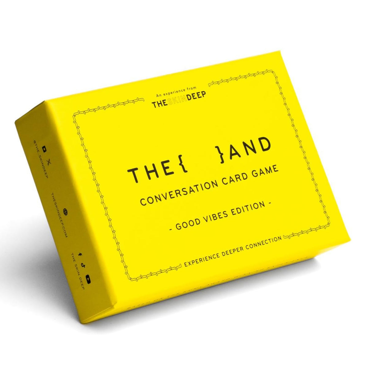 THE AND Good Vibes Edition deck spread on a table for quick social icebreakers.