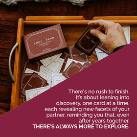 Spread of cards illustrating variety of prompts for couples.