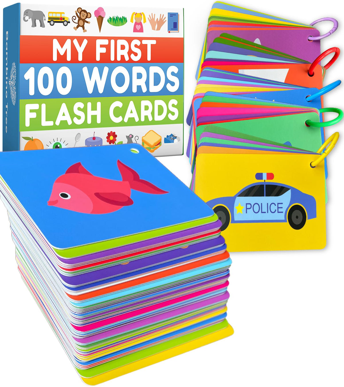 THE BAMBINO TREE 100 First Words animals flash cards boost early vocabulary with bold animal images.