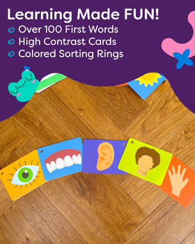 THE BAMBINO TREE 100 First Words food cards help toddlers describe meals with crisp visuals.