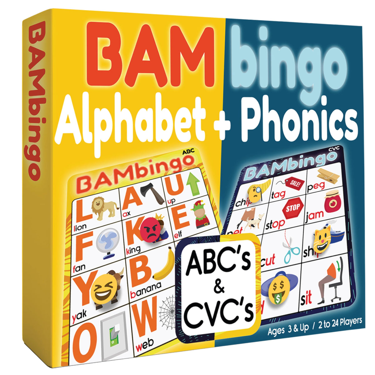 THE BAMBINO TREE Alphabet Bingo Cards for engaging early letter recognition and phonics practice.