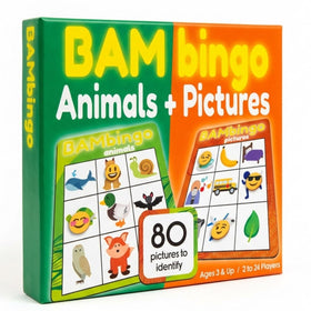 The Bambino Tree Animal Bingo cards boost word recognition with colorful animals.