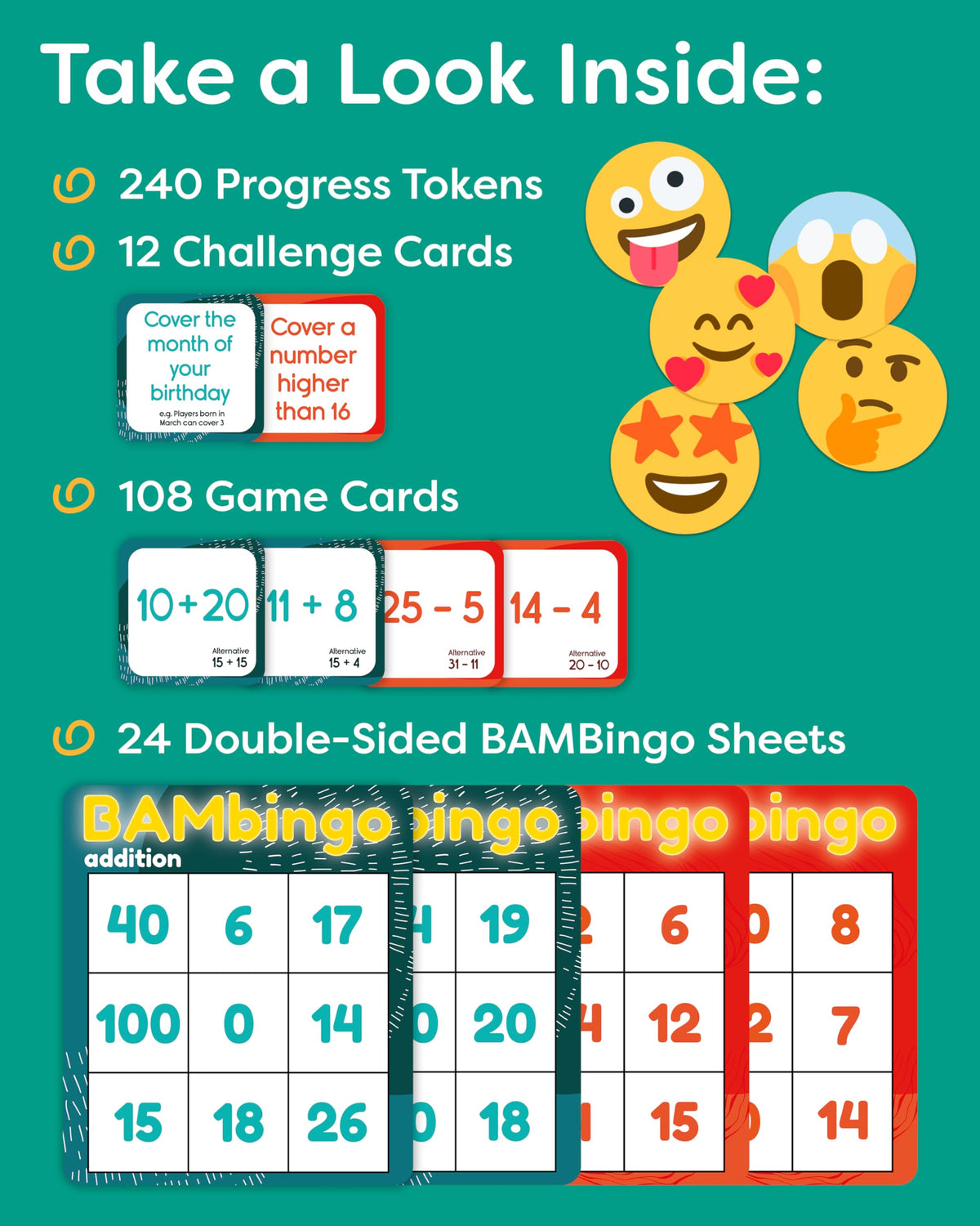 The Bambino Tree Bingo subtraction cards support spaced practice and fluent subtraction.