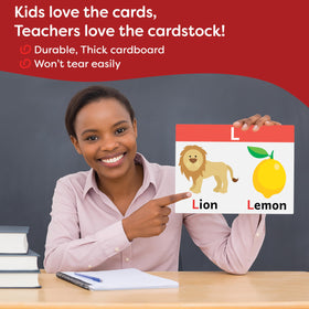 The Bambino Tree jumbo cards feature a matte finish to reduce glare during reading time