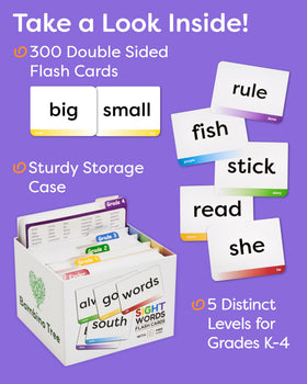 The Bambino Tree kindergarten sight words deck supports early literacy with clear fonts.