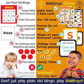 THE BAMBINO TREE Learning Bingo Activity promotes phonics and letter recognition through playful competition.