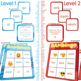 THE BAMBINO TREE sight word bingo level 2 cards expand vocabulary for kids