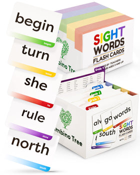 The Bambino Tree sight words flash cards 300-set show durable large cards for easy reading.