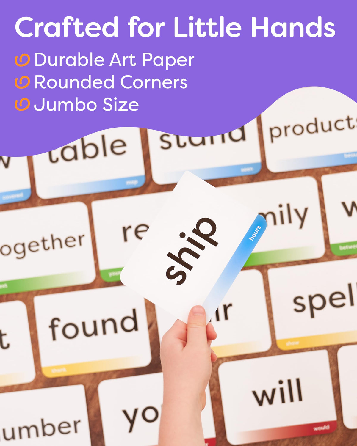 The Bambino Tree flash cards feature sorting corners for quick organization.