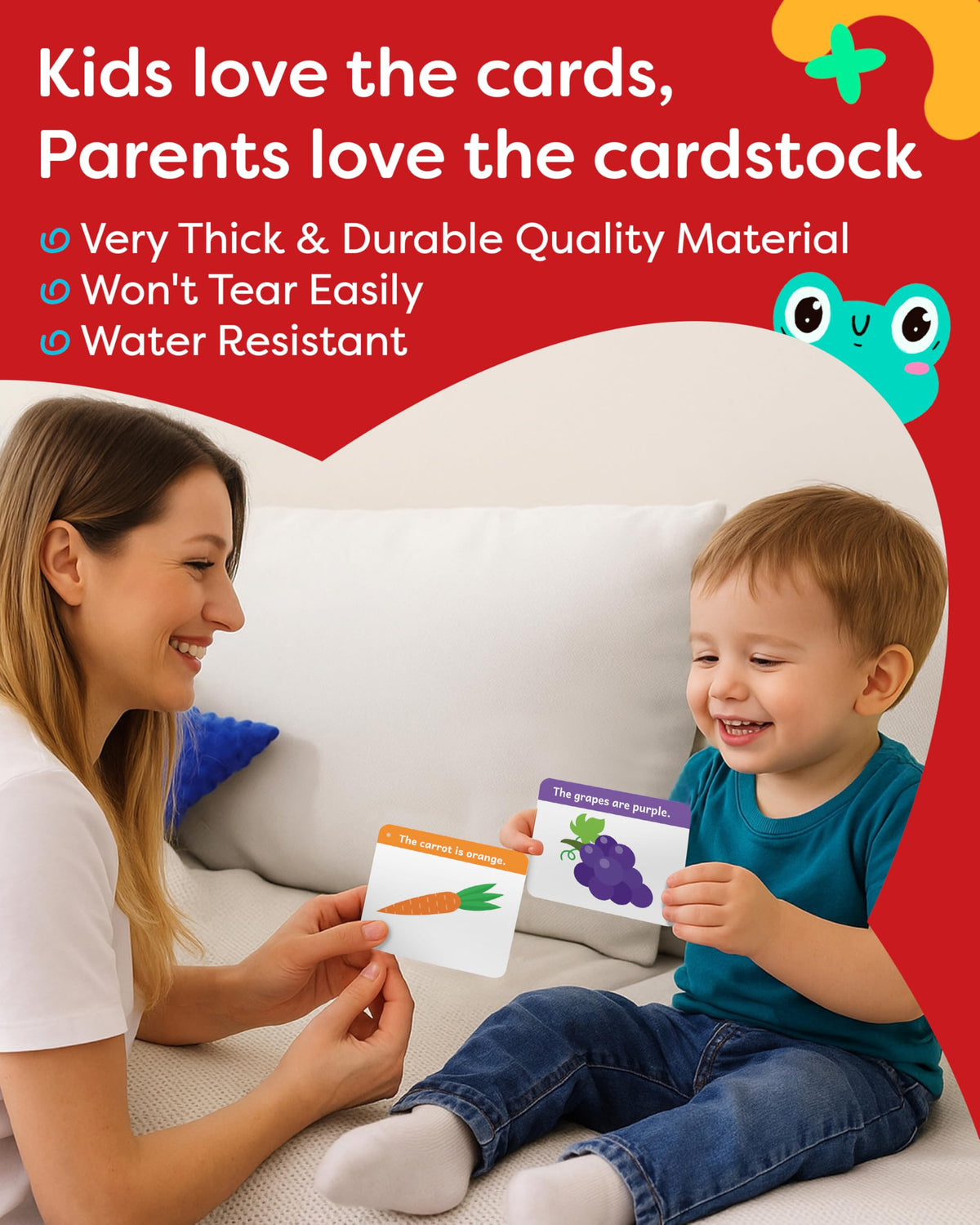 The Bambino Tree ultra thick card stock withstands daily learning and handling.