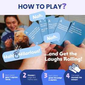 The Christian Meme Game card draw setup during a party.