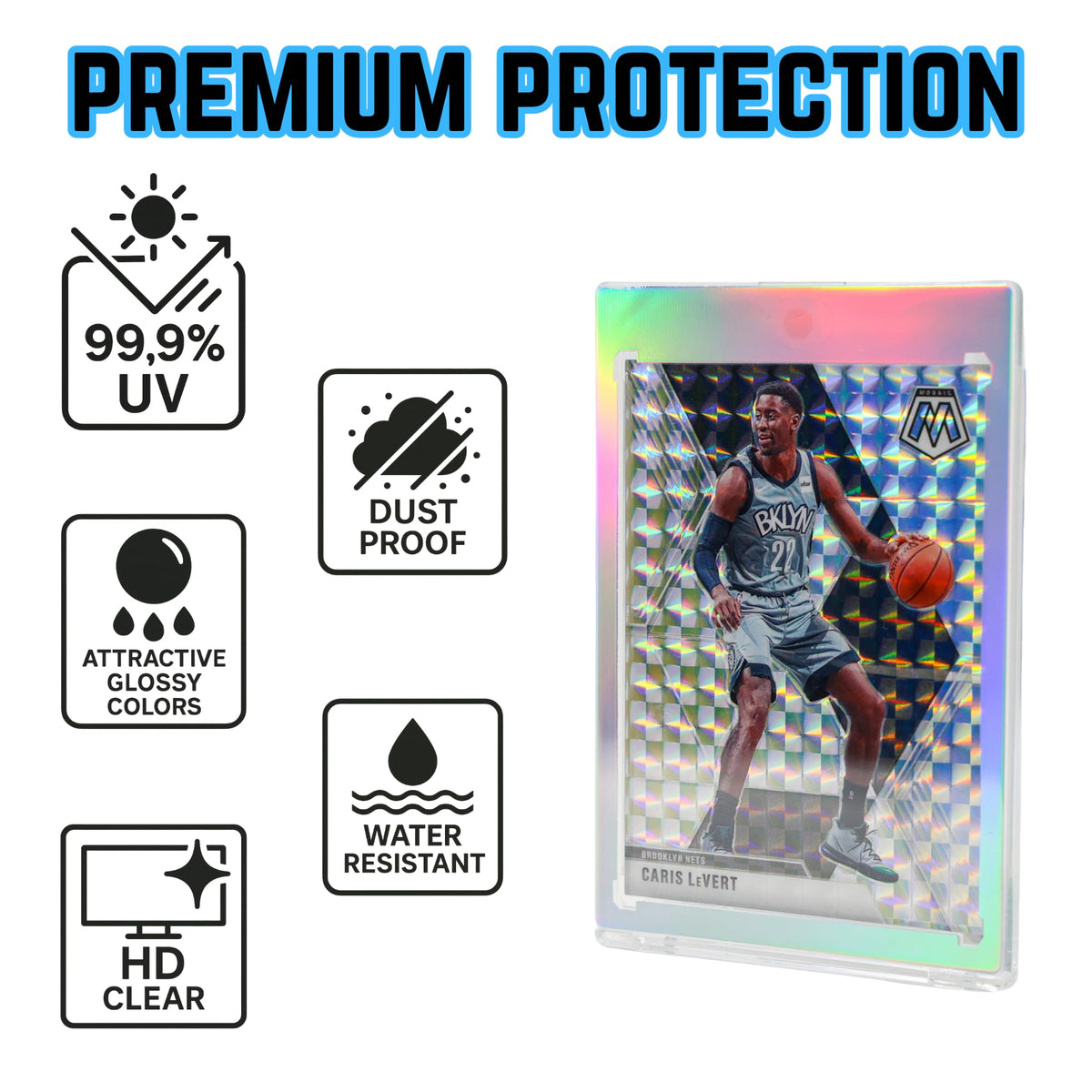 Ten vibrant color borders enhance display without sacrificing protection.