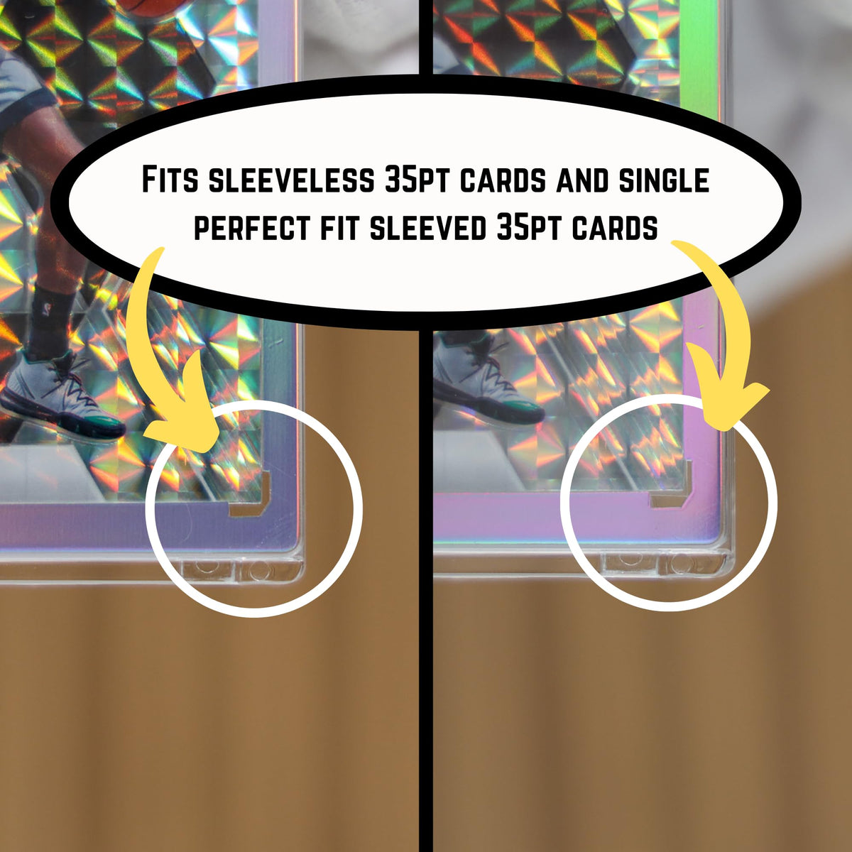 The diamond-edge inner design protects corners while showcasing your 35pt card sleeves.