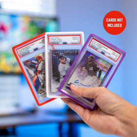 The Collector's Hubs PSA slab guard reusable design fits slabs for years.