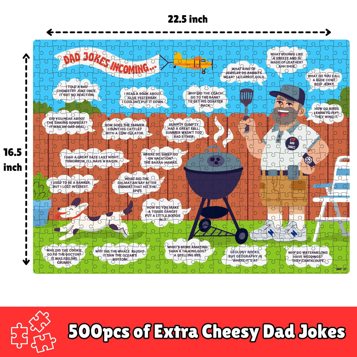 The Dad Joke 3000 puzzle assembled display, ready to frame at home or office